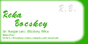 reka bocskey business card